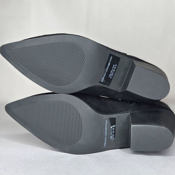 French Connection Women's Model Black Block-Heel Booties Boots - Picture 5 of 7